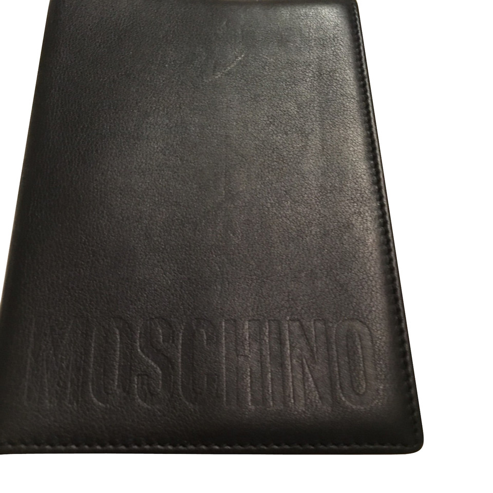Moschino Porte-monnaie / portefeuille en cuir noir
