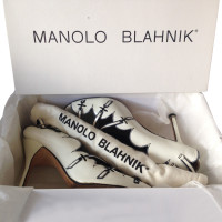 Manolo Blahnik Sandales en cuir verni blanc
