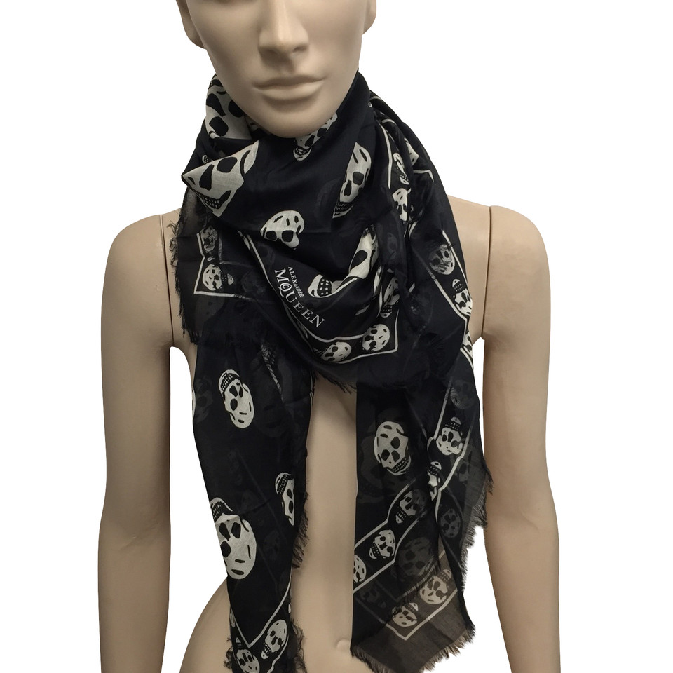 Alexander McQueen Zwarte schedel sjaal