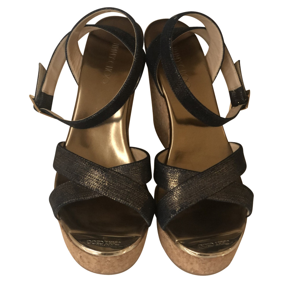 Jimmy Choo Wedges Leather in Gold