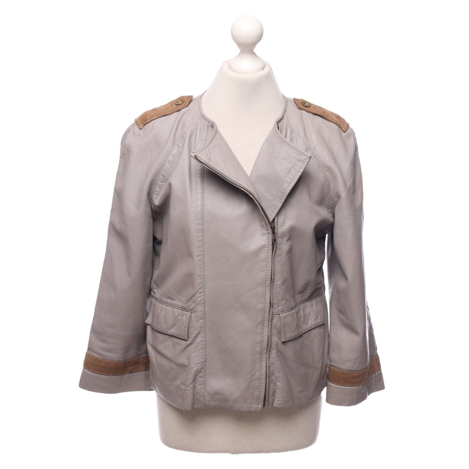 Stefanel Jacket/Coat Leather in Grey