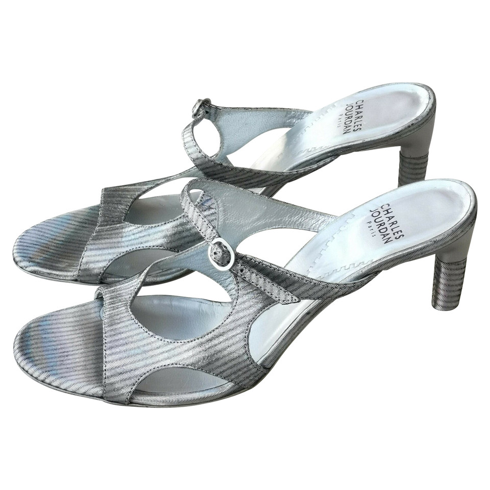 Charles Jourdan Sandals Leather in Silvery
