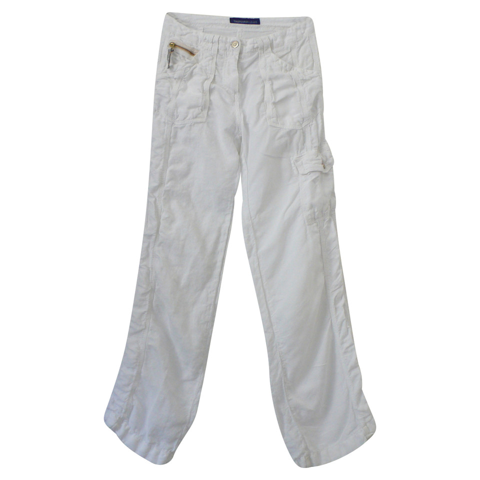 Trussardi Paire de Pantalon en Lin en Blanc