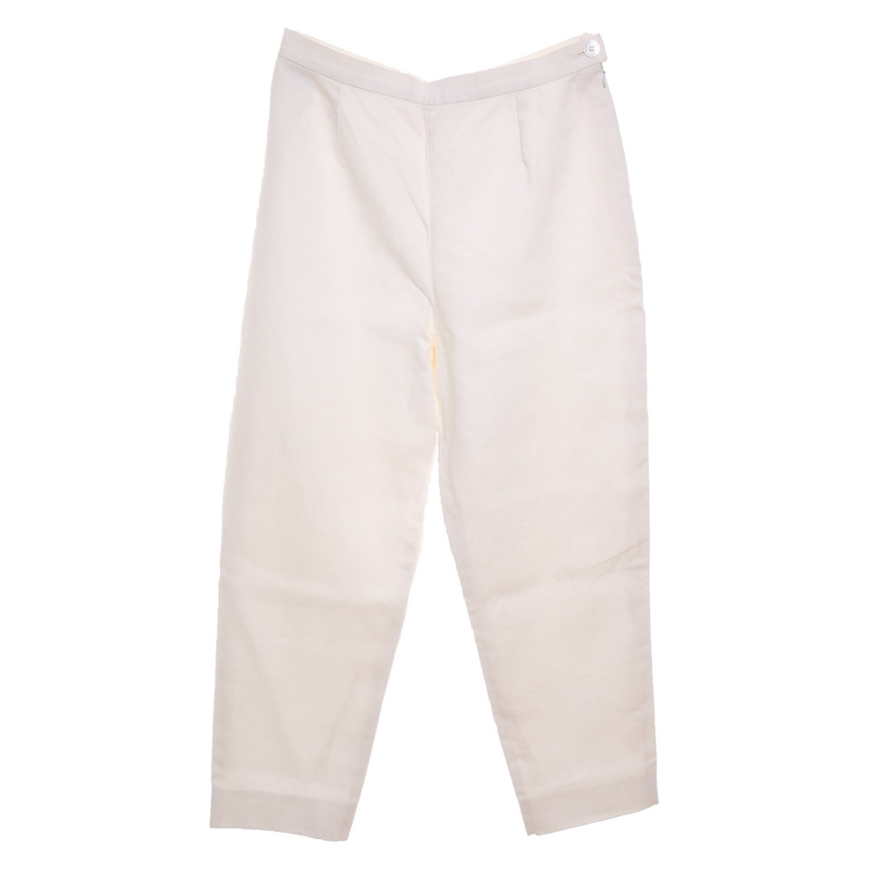 Hermès Paire de Pantalon en Lin en Blanc