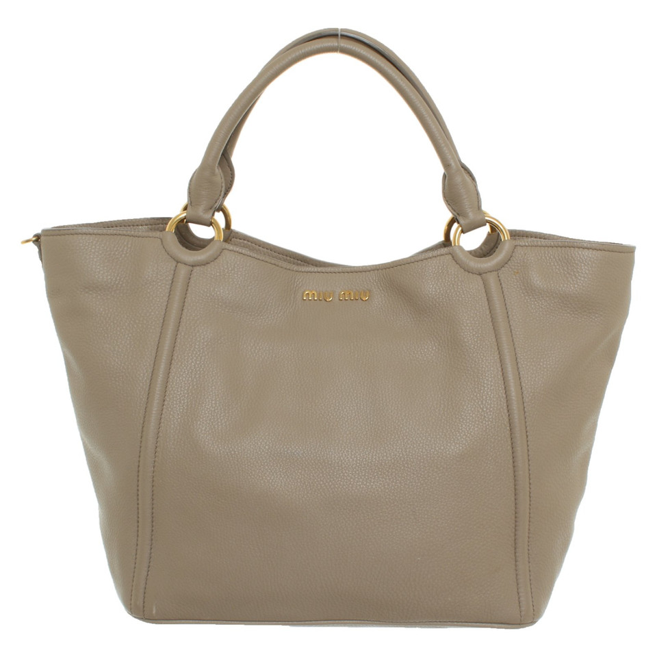 Miu Miu Handtas Leer in Taupe