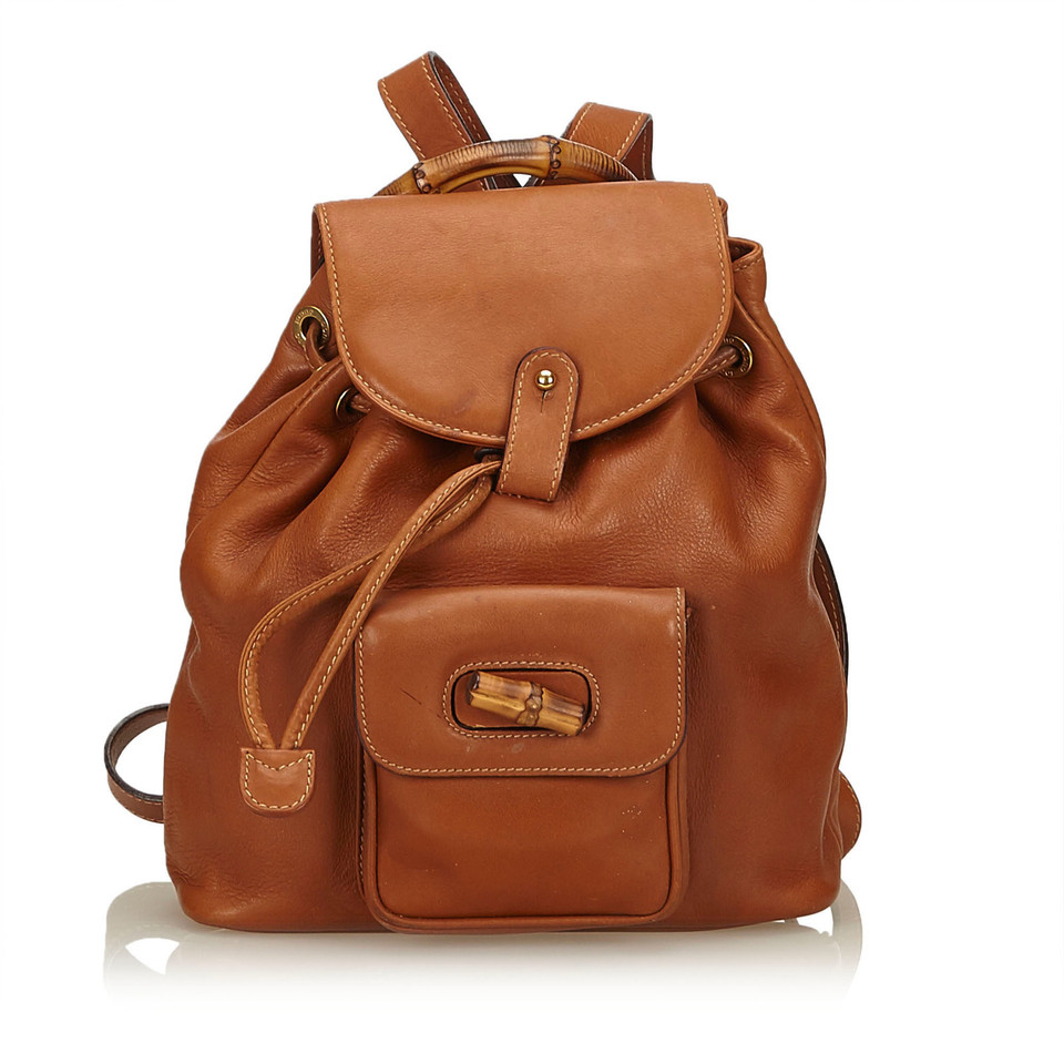 Gucci Bamboo Backpack en Cuir en Marron