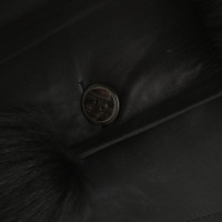 Other Designer Sam Rone - leather coat with fur trim