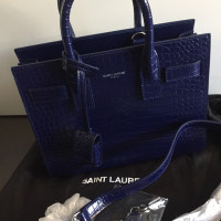 Saint Laurent Sac de Jour Nano aus Leder in Blau