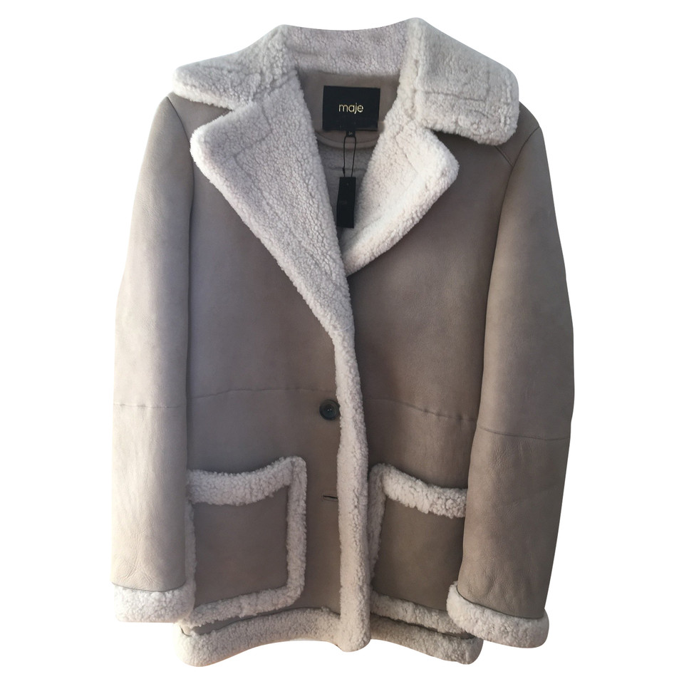 Maje Jacket/Coat Fur in Beige