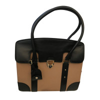 Aspinal Of London Cappuccino &amp; Black Leather Tote Bag