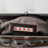 Marni Marni patent leather cognac clutch