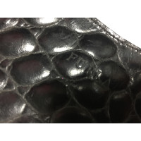 Furla black leather stamped handbag