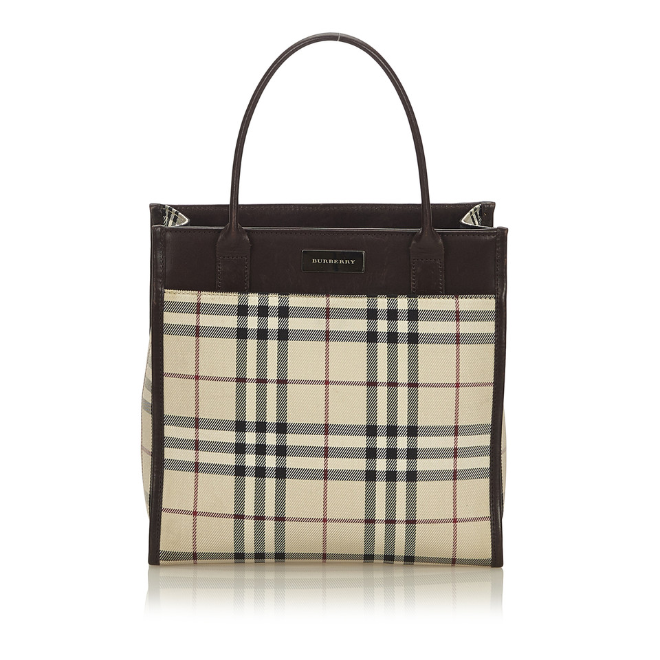 Burberry Plaid Coated Canvas Handbag