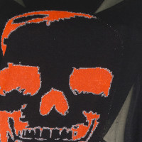 Philipp Plein Top nero viscosa con grande cranio arancione