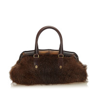 Gucci Fur Bamboo Frame handtas