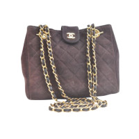 Chanel Suede Matelasse Double Chain Shoulder Bag