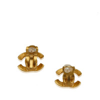 Chanel CC Gold Tone Clip On Earrings