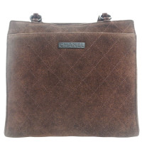 Chanel Suede Brown Leren Shoulder tas Handtas