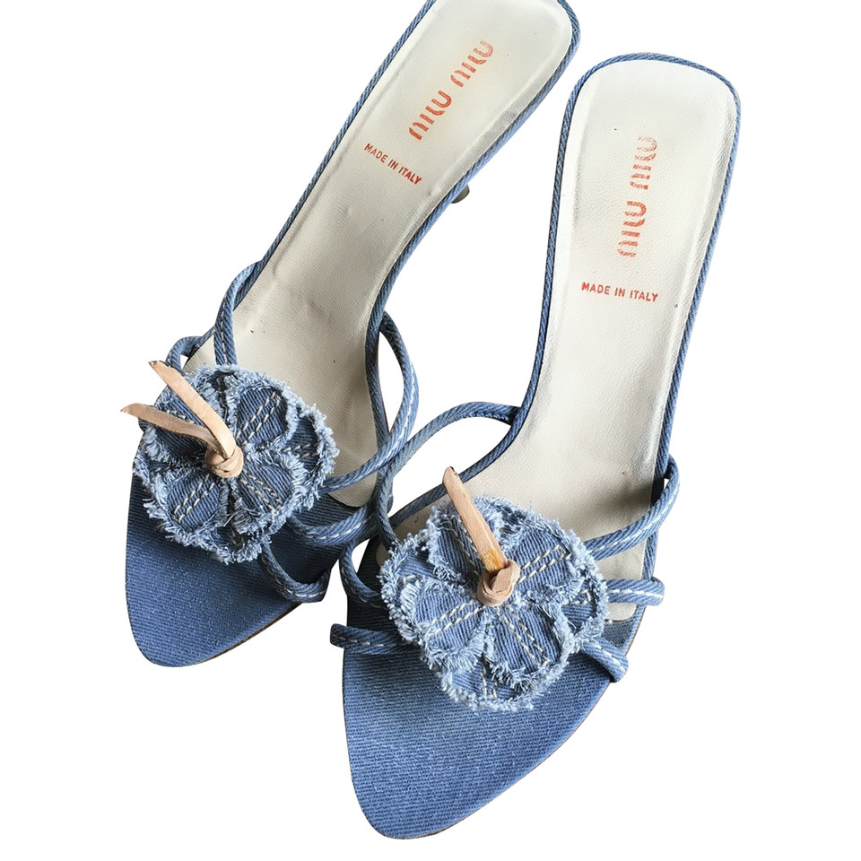 Miu Miu Sandals Jeans fabric in Blue