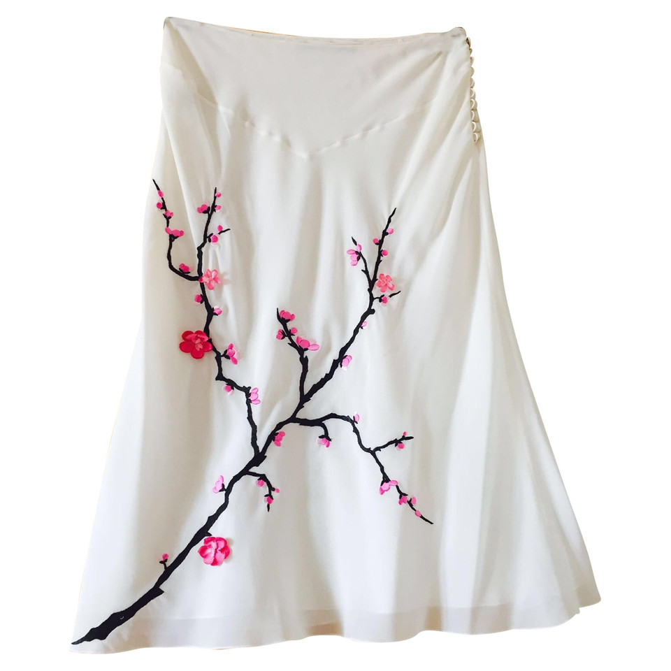 John Galliano Silk skirt with embroidery