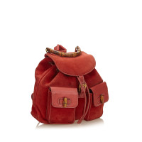 Gucci Bamboo Backpack Suede in Red