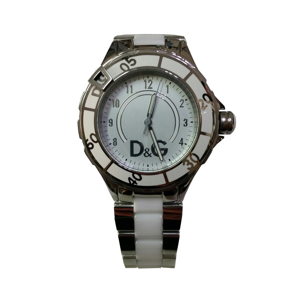 D&G Clock in white / silver
