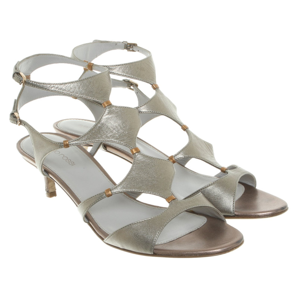 Sergio Rossi Sandals In Metallic Olive