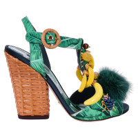 Dolce & Gabbana Sandali in Seta in Verde