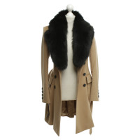 Burberry cappotto lungo con pelliccia di volpe rimovibile