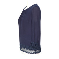 French Connection Blauwe blouse met kant