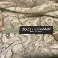 Dolce & Gabbana Top verdino con pizzo e fiocco viola 