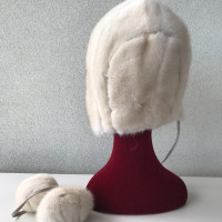 Max Mara Mink fur hat with pompoms
