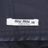 Miu Miu Pantalon en coton bleu foncé