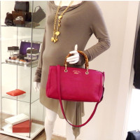 Gucci Bamboo Shopper aus Leder in Fuchsia