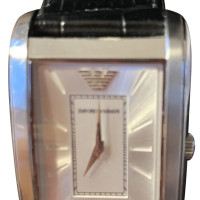 Armani Armbanduhr aus Leder in Schwarz