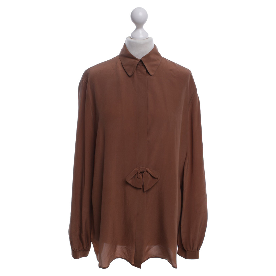 Giorgio Armani Zijden blouse in bruin