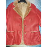 Max Mara Lederen jas in rood