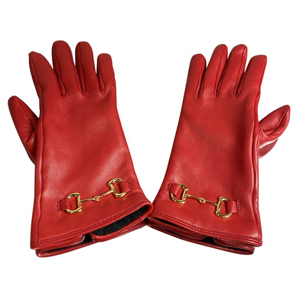Gucci Gloves Leather in Red