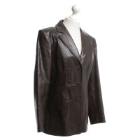 Marc Cain Leather blazer in dark brown