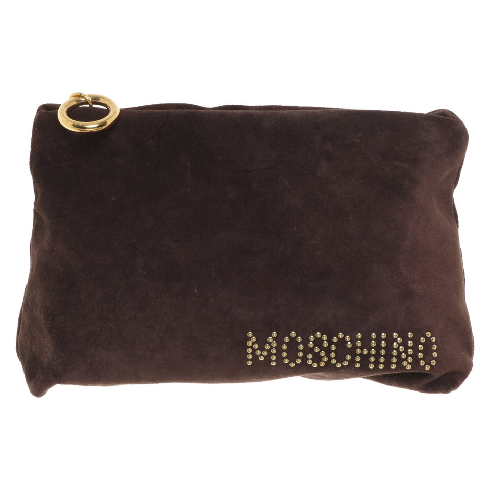 Moschino Clutch Suède in Bruin