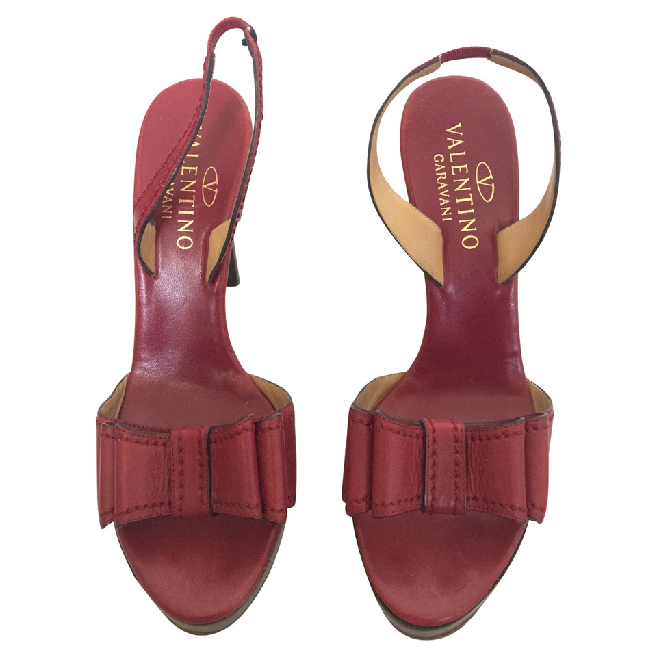 Valentino Garavani Red Leather Sandal with Bow