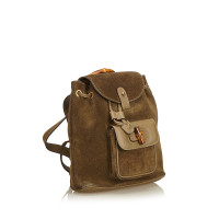 Gucci Bamboo Backpack aus Wildleder in Khaki