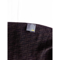 Fendi Echarpe en laine marron avec logo imprimé