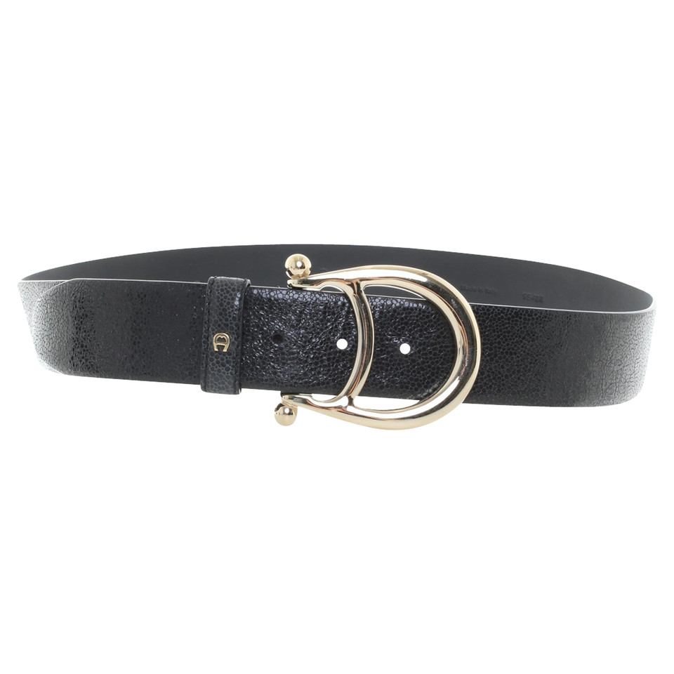 Aigner Leather belt in black - Buy Second hand Aigner Leather belt in ...
