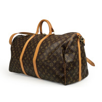 Louis Vuitton Keepall 55 in Tela in Marrone