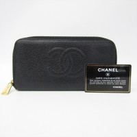 Chanel Portefeuille à glissière en caviar