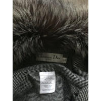 Christian Dior Manteau en laine avec col en renard argenté