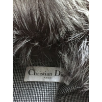 Christian Dior Manteau en laine avec col en renard argenté