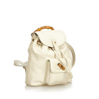 Gucci Bamboo Backpack in Pelle in Bianco