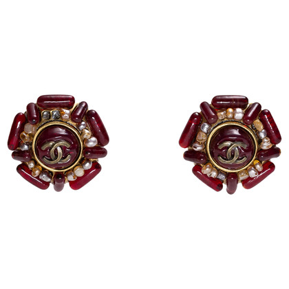 Chanel Boucle d'oreille en Verre en Rouge